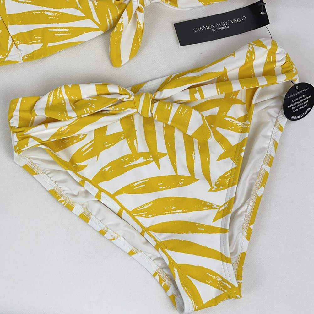 Carmen Marc Valvo Yellow Tropical Print Swimsuit - Picture 2 of 12
